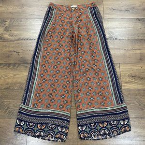 Anthropologie Elevenses Pants Womens 6 Print Wide Leg Palazzo Medallion Boho